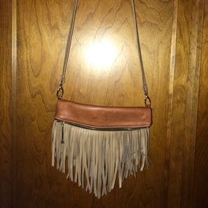 Fringe crossbody bag. Faux leather